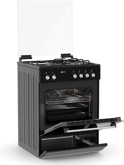 Thermogatz TGS 3531 BL Aragaz 60lt cu Plite pe Gaz Natural L60cm. Black