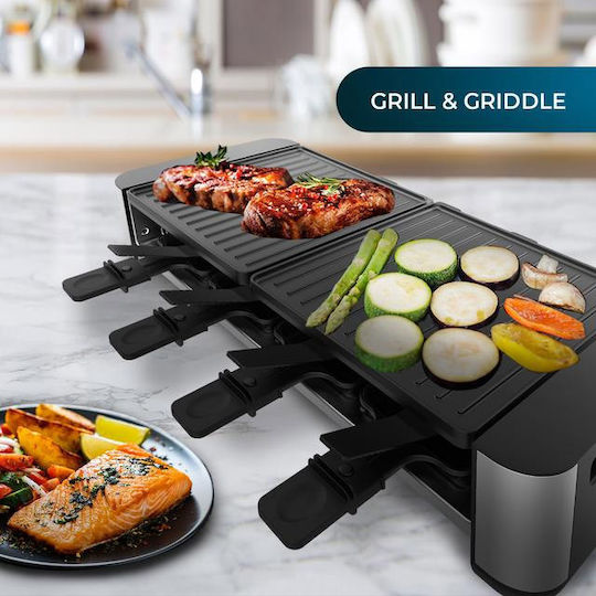 Cecotec Cheese&grill 16000 Inox Black Tabletop Electric Grill Raclette Grill 1400W Inox with Adjustable Thermostat 40cmx22cmcm