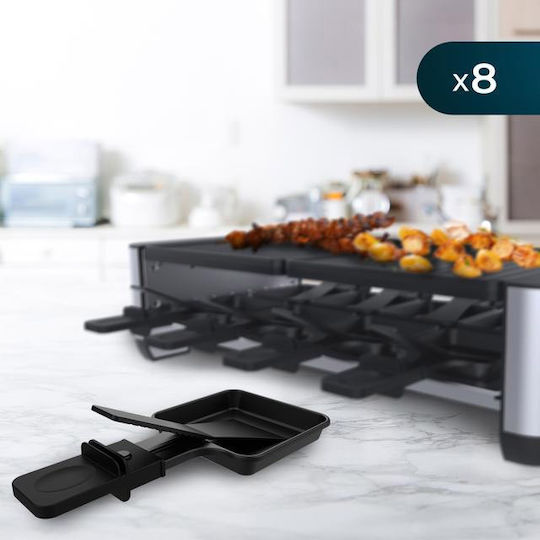 Cecotec Cheese&grill 16000 Inox Black Tabletop Electric Grill Raclette Grill 1400W Inox with Adjustable Thermostat 40cmx22cmcm