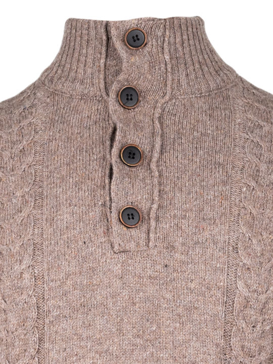 Dors Men's Long Sleeve Sweater with Buttons Brown