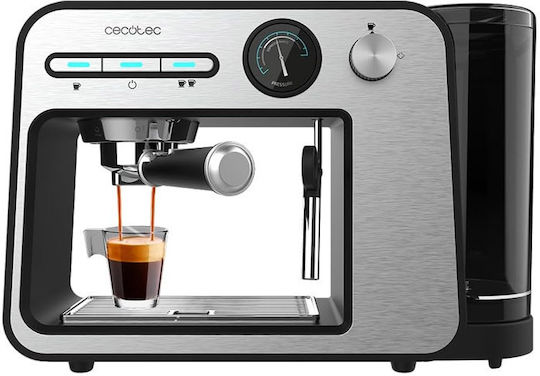 Cecotec Power Espresso 20 Square Pro Μηχανή Espresso 1450W Πίεσης 20bar Ασημί