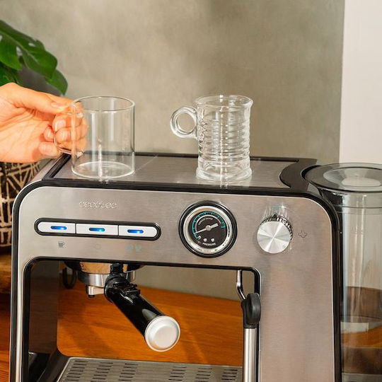 Cecotec Power Espresso 20 Square Pro Μηχανή Espresso 1450W Πίεσης 20bar Ασημί