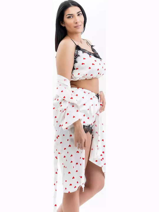 Lafagot Winter Damen Robe mit Pyjama Weiß