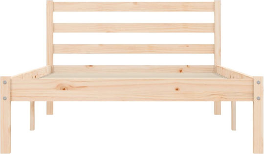 Bed Single Upholstered with Fabric Masif Pine with Slats for Mattress 75x190cm