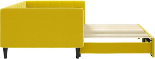 Sofa Bed Single Upholstered with Fabric Yellow with Slats for Mattress 100x200cm