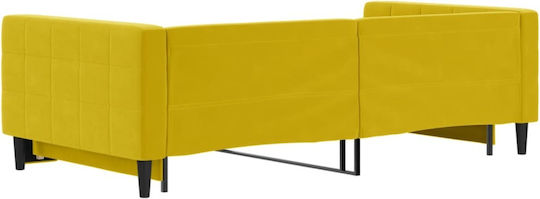 Sofa Bed Single Upholstered with Fabric Yellow with Slats for Mattress 100x200cm