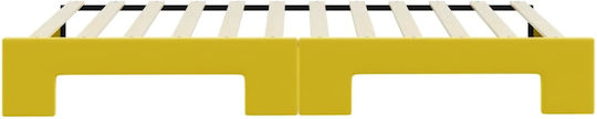 Sofa Bed Single Upholstered with Fabric Yellow with Slats for Mattress 100x200cm