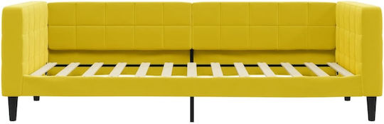 Sofa Bed Single Upholstered with Fabric Yellow with Slats for Mattress 100x200cm