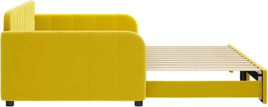 Sofa Bed Single Upholstered with Fabric Yellow with Slats for Mattress 100x200cm