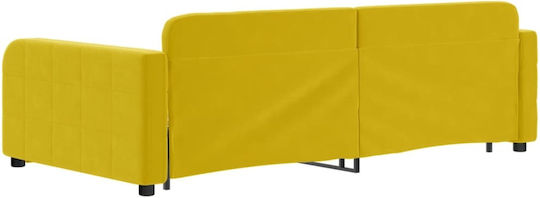 Sofa Bed Single Upholstered with Fabric Yellow with Slats for Mattress 100x200cm
