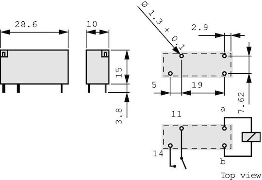 Ρελέ 24V 8A 20τμχ Subminiature 1P 24V DC 8A V23061-A1007-A302 1NO TYC 01.077.0630