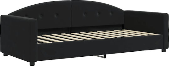 Sofa Bett Einzelbett Mit Stoff bezogen Black mit Latten & Matratze 90x200cm