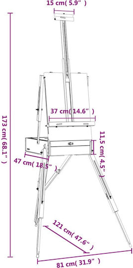 vidaXL Καβαλέτο За Рисуване Под Дърво 81x173см.