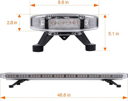 Notfall-Autolichter LED 12V 120cm mit Orange Beleuchtung