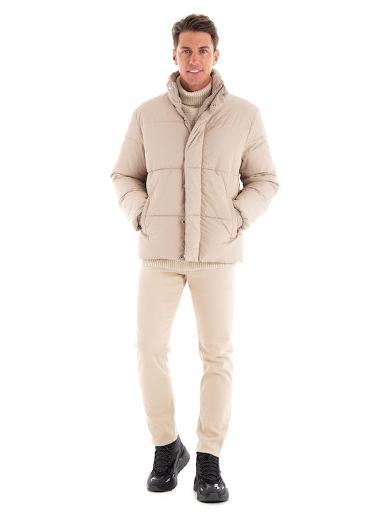 I'm Brian Men's Winter Puffer Jacket Beige