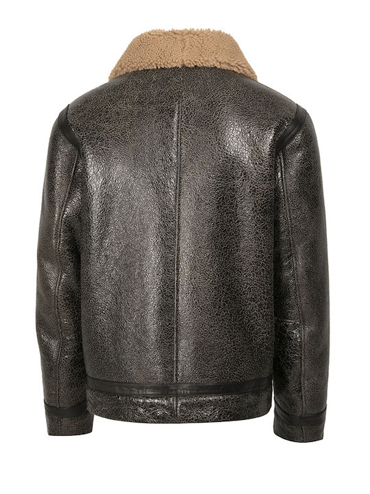 Hugo Boss Men's Winter Leather Jacket Brown