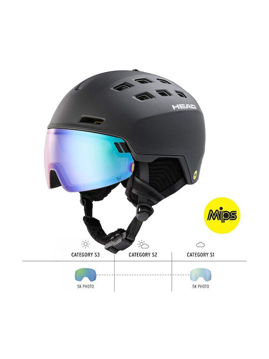 Head Radar 5K Photo MIPS Κράνος για Σκι & Snowboard σε Μαύρο Χρώμα