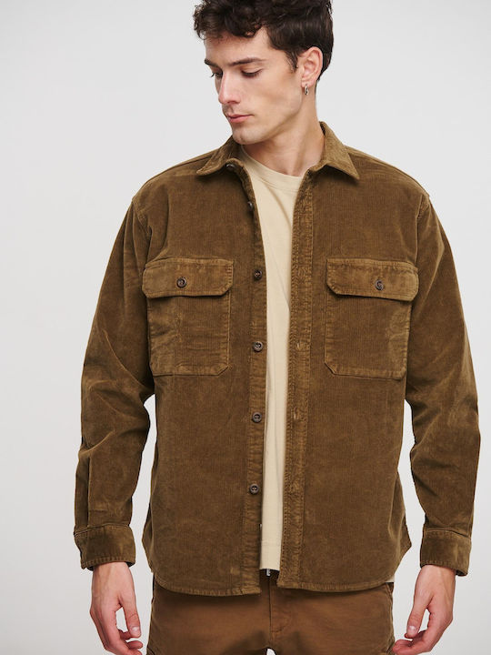 Royal Denim Men's Shirt Overshirt Long Sleeve Corduroy Khaki