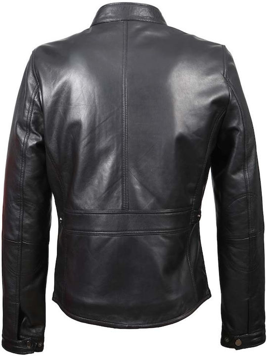 David Lederjacke Winter Jacke Schwarz