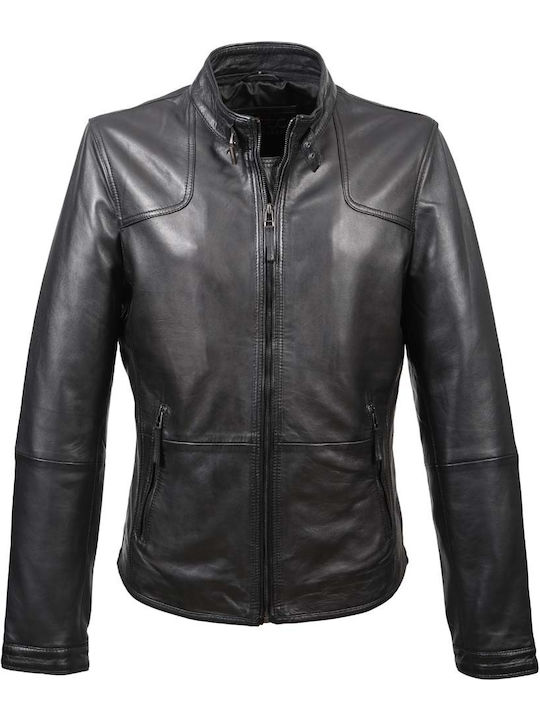 David Lederjacke Winter Jacke Schwarz