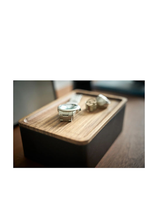 Yamazaki Пластмаса Кутия за съхранение с капак Черен 12.5x18.5x7см 1бр