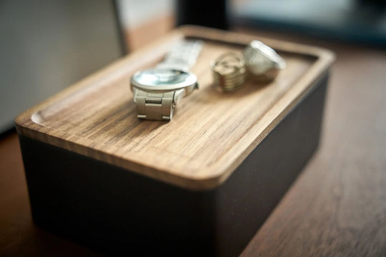 Yamazaki Kunststoff Aufbewahrungsbox mit Deckel Schwarz 12.5x18.5x7cm 1Stück