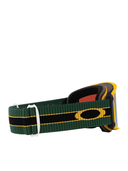 Oakley Line Miner Masca de schi și snowboard Pentru adulți Verde cu Lentilă Fumurie în culoarea Galben