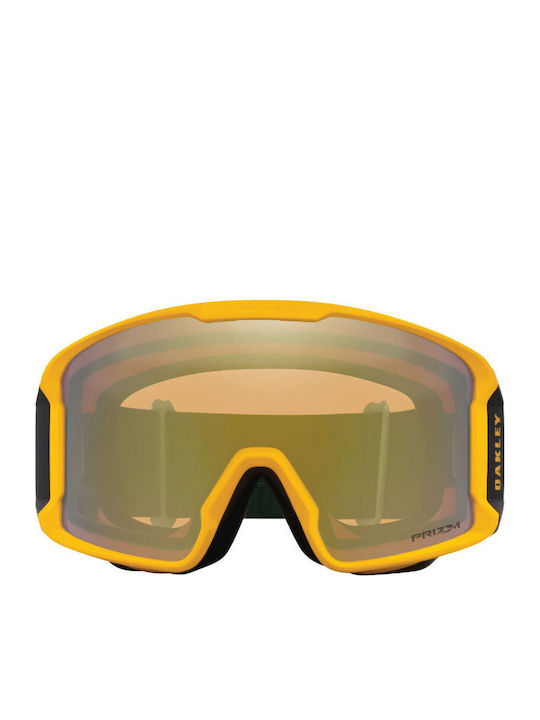 Oakley Line Miner Masca de schi și snowboard Pentru adulți Verde cu Lentilă Fumurie în culoarea Galben