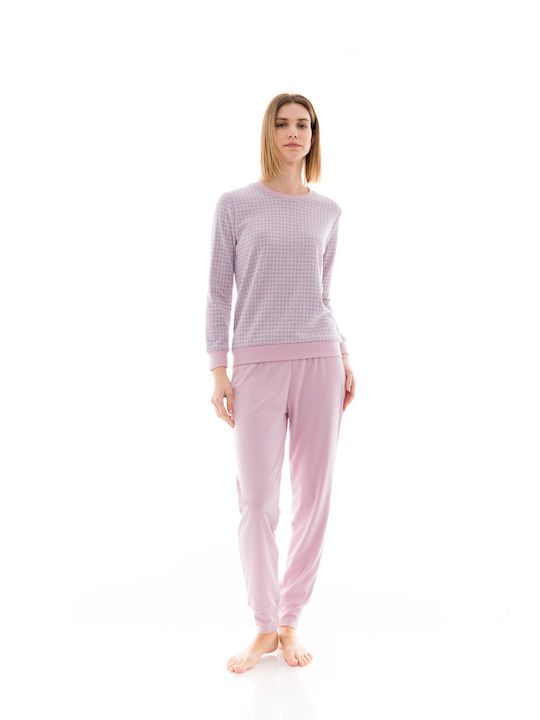 Pink Label Winter Damen Pyjama-Set Rosa