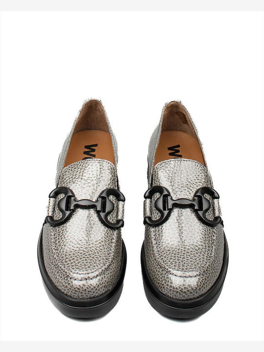 Δερμάτινα Γυναικεία Loafers σε Γκρι Χρώμα