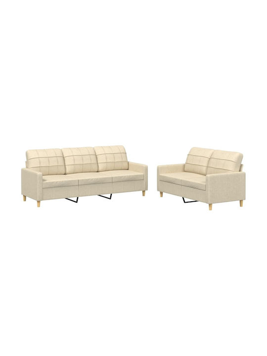 Living Room Furniture Set 3-Seater & 2-Seater Beige