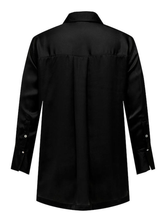 Only Women's Satin Long Sleeve Shirt Black