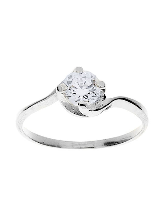 Xrisokosmima Single Stone from White Gold 14K