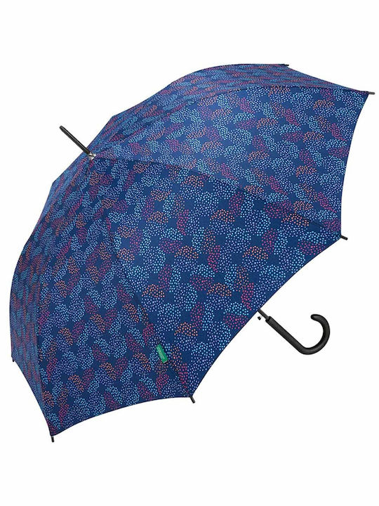 Benetton Automatic Umbrella with Walking Stick Blue