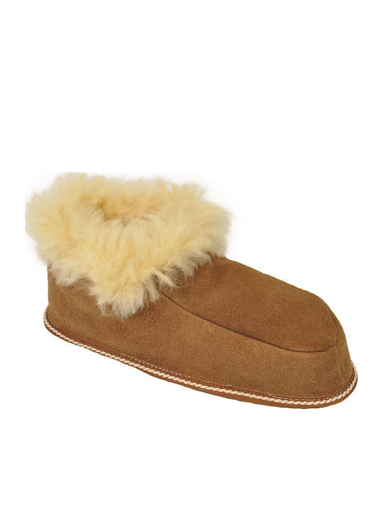 Winter Women's Slippers with Fur Brown
