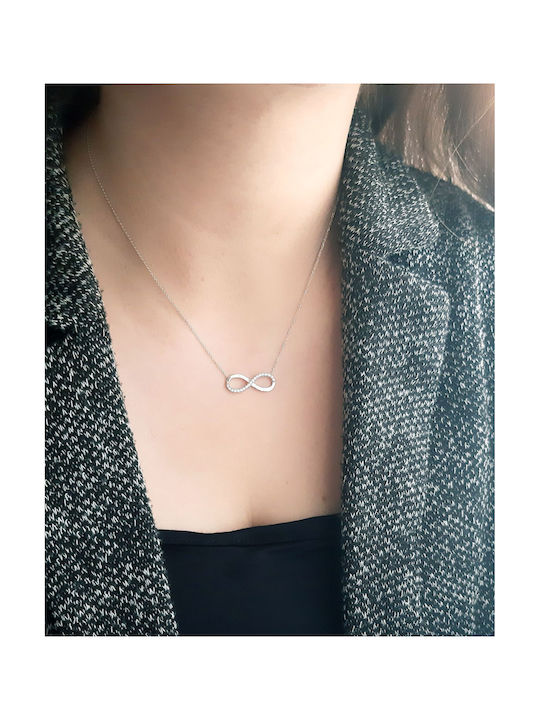 Xrisokosmima Necklace Infinity from White Gold 14K with Zircon