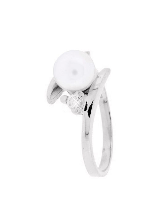 Xrisokosmima Women's White Gold Ring with Pearl 14K