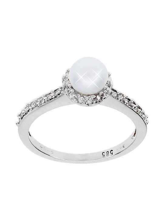 Xrisokosmima Women's White Gold Ring with Pearl 14K