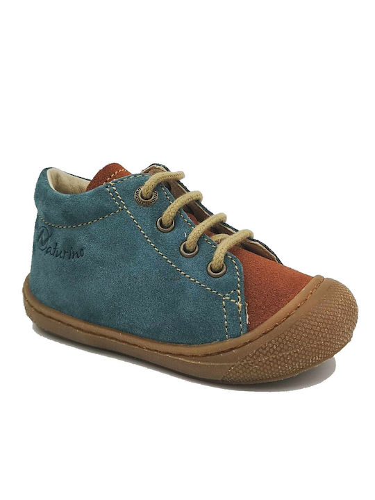 Naturino Kids Suede Boots with Lace Turquoise