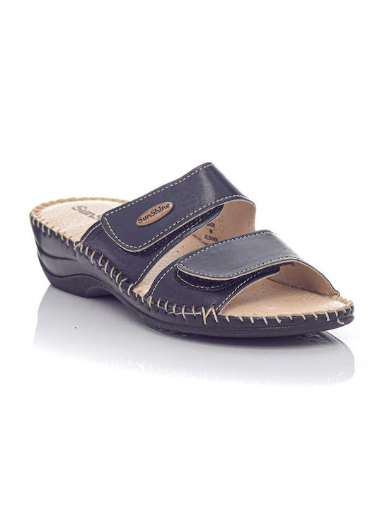 Sunshine Leather Women's Flat Sandals Anatomic in Black Color