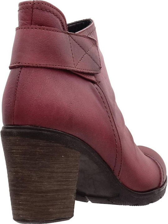 60341 Leder Stiefeletten Damen Burgundisch