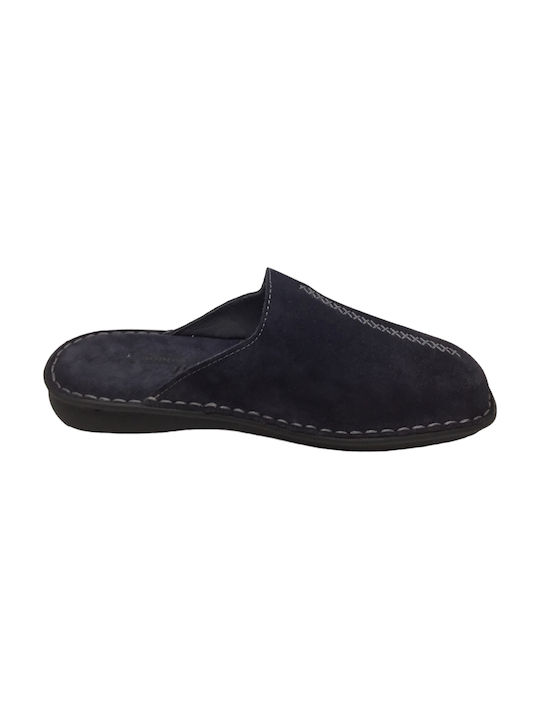 Adam's Shoes Men's Leather Slippers Blue