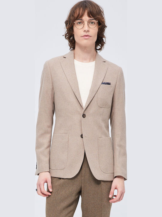 Men's Winter Suit Jacket Slim Fit Brown