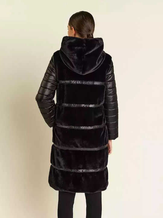 Lungă Blană de damă Negru