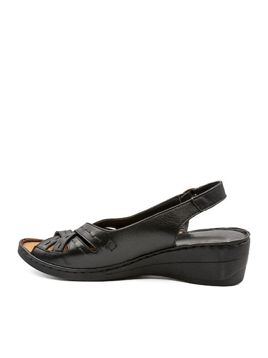 Lily Anatomic Women's Leather Peep Toe Platforms Black