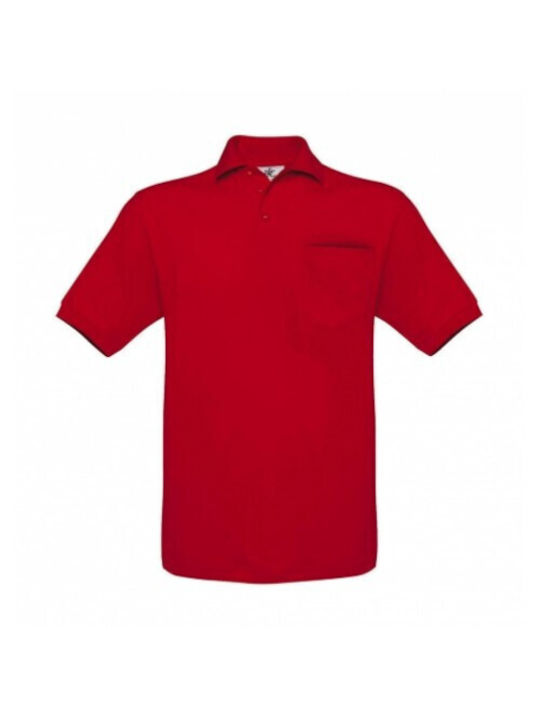 B&C Safran Pocket Men's Short Sleeve Promotional Blouse Red