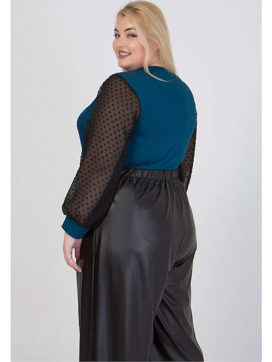 Plus Size Γυναικείο Εσώρουχο Κορμάκι με Διαφάνεια Μαύρο