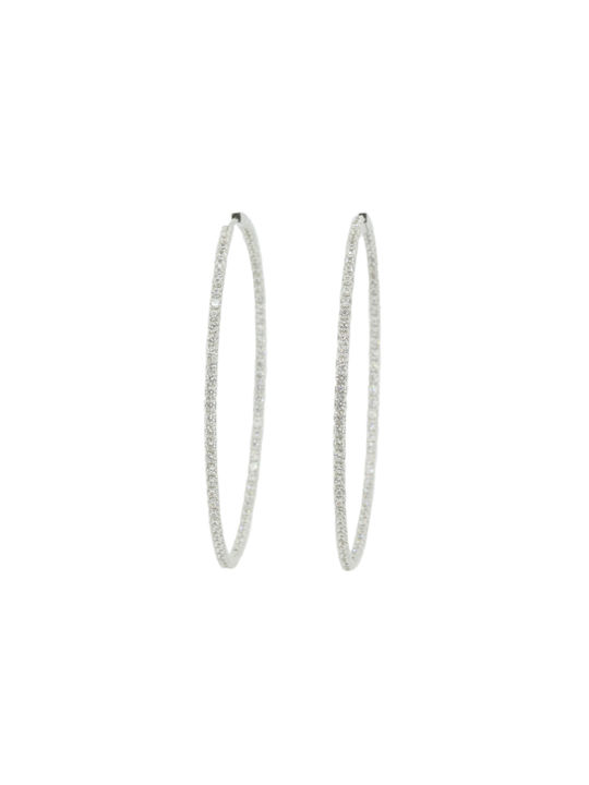 Earrings Hoops made of Platinum with Stones