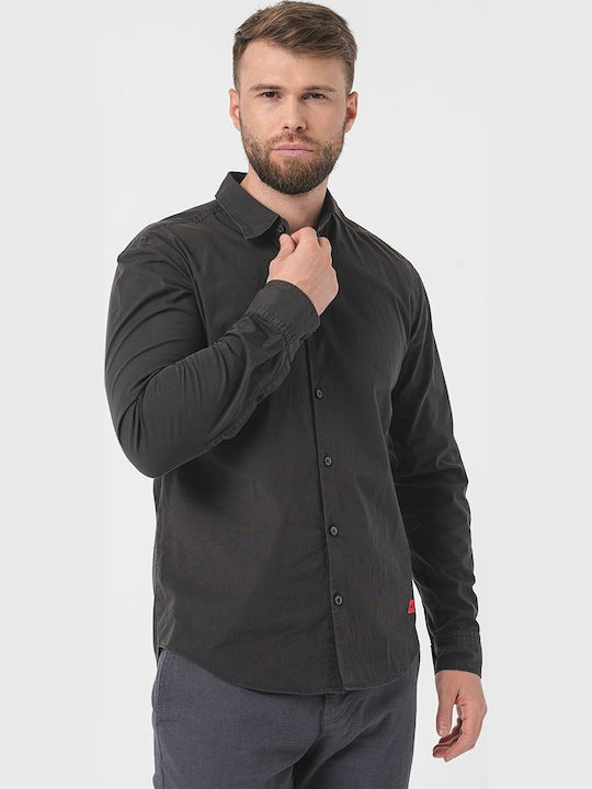 Ermo Long-sleeved Cotton Shirt Floral Black