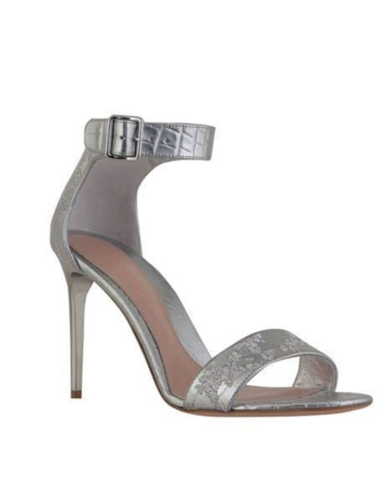 Leder Damen Sandalen in Silber Farbe